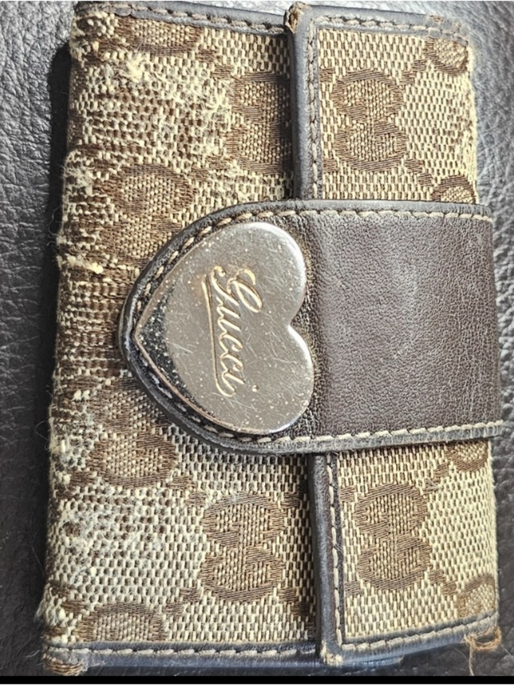 Gucci Brown and Tan Key & Card Holder